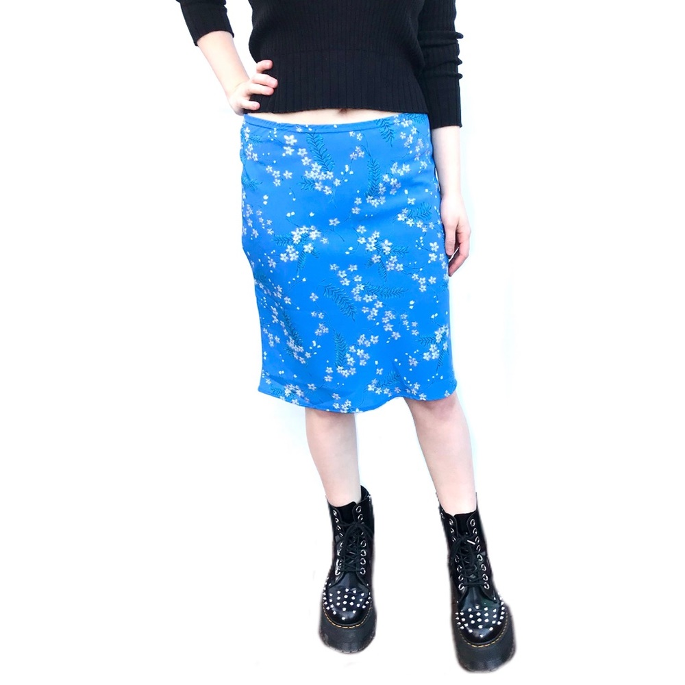 Y2K Cottagecore vintage coconut girl beach Hawaiian Blue white floral skirt